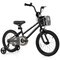 Black Metal Kids Bike with Dual Brakes and Basket, Training Wheels